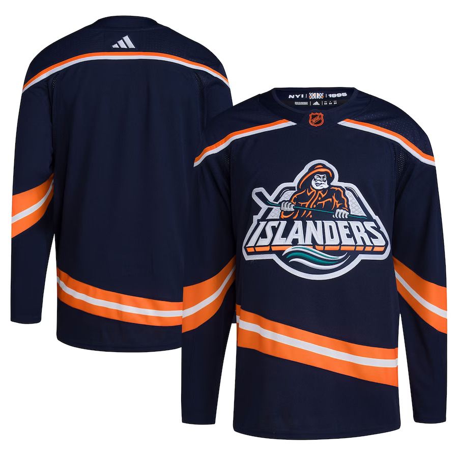 Men New York Islanders Blank adidas Navy Reverse Retro Authentic NHL Jersey